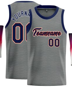 Custom Dark Gray Navy-Orange Classic Tops Casual Basketball Jersey