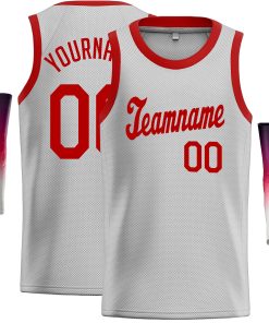 Custom Gray Red Classic Tops Casual Basketball Jersey