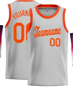 Custom Gray Orange Classic Tops Casual Basketball Jersey