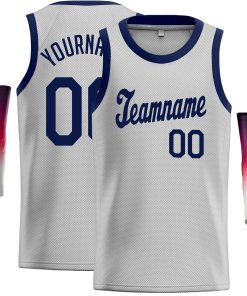 Custom Gray Navy Classic Tops Casual Basketball Jersey