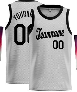 Custom Gray Black Classic Tops Casual Basketball Jersey