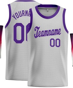 Custom Gray Purple Classic Tops Casual Basketball Jersey