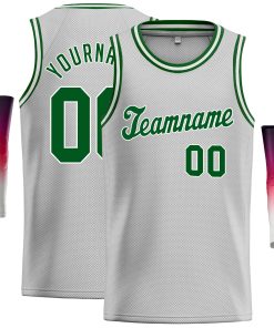 Custom Gray Green-White Classic Tops Casual Basketball Jersey