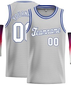 Custom Gray White-Royal Classic Tops Casual Basketball Jersey