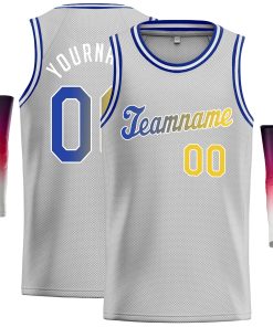 Custom Gray Royal-White Classic Tops Casual Basketball Jersey