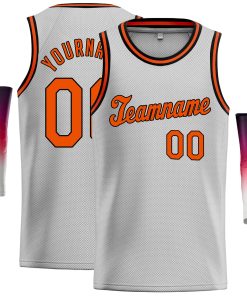Custom Gray Orange-Black Classic Tops Casual Basketball Jersey