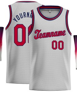 Custom Gray Maroon-Navy Classic Tops Casual Basketball Jersey