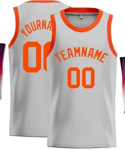 Custom Gray Orange Classic Tops Casual Basketball Jersey