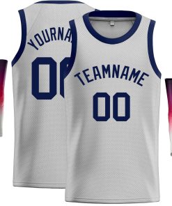 Custom Gray Navy Classic Tops Casual Basketball Jersey
