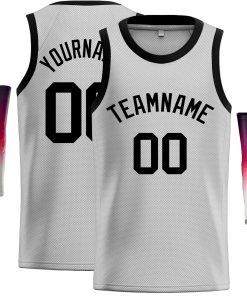 Custom Gray Black Classic Tops Casual Basketball Jersey