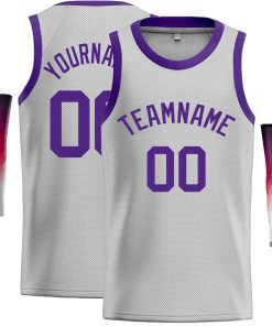 Custom Gray Purple Classic Tops Casual Basketball Jersey