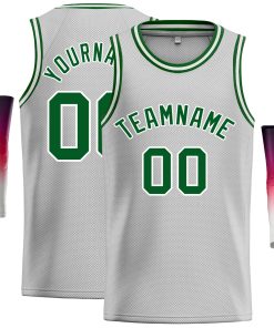 Custom Gray Green-White Classic Tops Casual Basketball Jersey