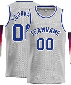 Custom Gray Royal-White Classic Tops Casual Basketball Jersey