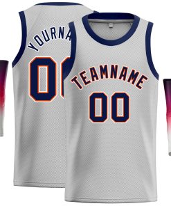 Custom Gray Navy-Orange Classic Tops Casual Basketball Jersey
