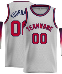 Custom Gray Maroon-Navy Classic Tops Casual Basketball Jersey