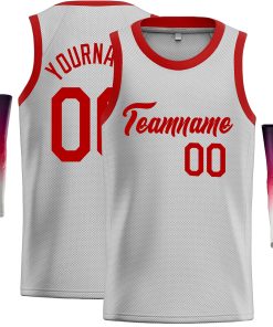 Custom Gray Red Classic Tops Casual Basketball Jersey