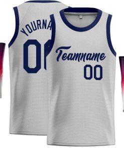 Custom Gray Navy Classic Tops Casual Basketball Jersey