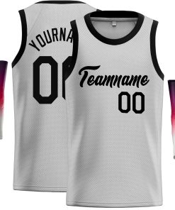 Custom Gray Black Classic Tops Casual Basketball Jersey