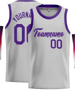 Custom Gray Purple Classic Tops Casual Basketball Jersey