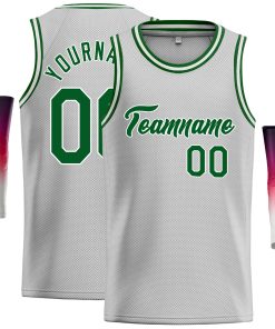 Custom Gray Green-White Classic Tops Casual Basketball Jersey