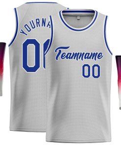 Custom Gray Royal-White Classic Tops Casual Basketball Jersey
