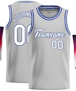 Custom Gray White-Royal Classic Tops Casual Basketball Jersey