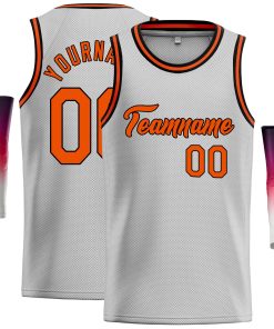 Custom Gray Orange-Black Classic Tops Casual Basketball Jersey