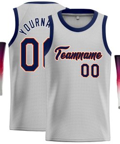 Custom Gray Navy-Orange Classic Tops Casual Basketball Jersey
