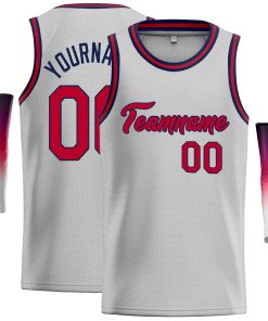Custom Gray Maroon-Navy Classic Tops Casual Basketball Jersey