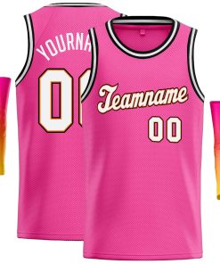 Custom Pink White-Orange Classic Tops Casual Basketball Jersey