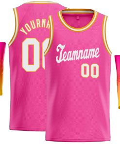 Custom Pink White Classic Tops Casual Basketball Jersey