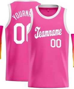 Custom Pink White Classic Tops Casual Basketball Jersey