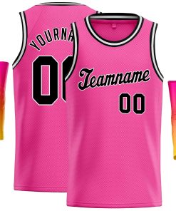 Custom Pink Black-White Classic Tops Casual Basketball Jersey