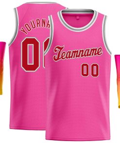 Custom Pink Red-White Classic Tops Casual Basketball Jersey