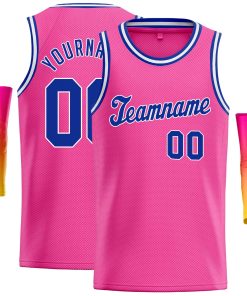 Custom Pink Royal-White Classic Tops Casual Basketball Jersey