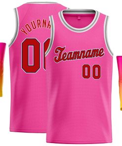 Custom Pink Red-Black Classic Tops Casual Basketball Jersey