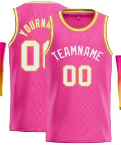 Custom Pink White Classic Tops Casual Basketball Jersey