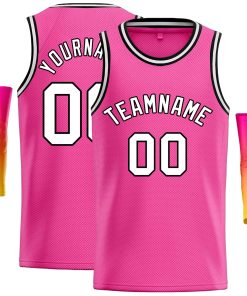 Custom Pink White-Black Classic Tops Casual Basketball Jersey