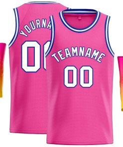 Custom Pink White-Royal Classic Tops Casual Basketball Jersey