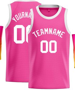 Custom Pink White Classic Tops Casual Basketball Jersey