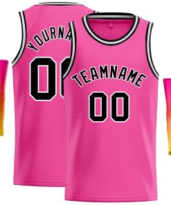 Custom Pink Black-White Classic Tops Casual Basketball Jersey