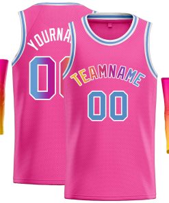 Custom Pink Yellow-White Classic Tops Casual Basketball Jersey