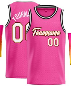 Custom Pink White-Orange Classic Tops Casual Basketball Jersey