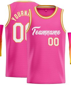 Custom Pink White Classic Tops Casual Basketball Jersey