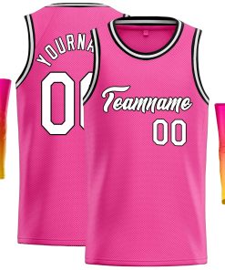 Custom Pink White-Black Classic Tops Casual Basketball Jersey