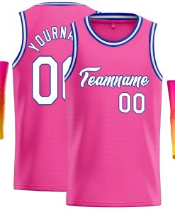 Custom Pink White-Royal Classic Tops Casual Basketball Jersey