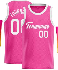 Custom Pink White Classic Tops Casual Basketball Jersey