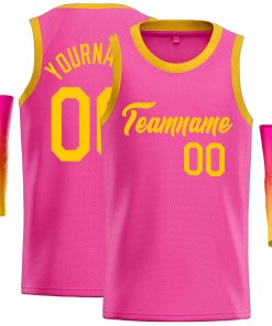Custom Pink Yellow Classic Tops Casual Basketball Jersey
