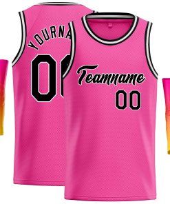 Custom Pink Black-White Classic Tops Casual Basketball Jersey