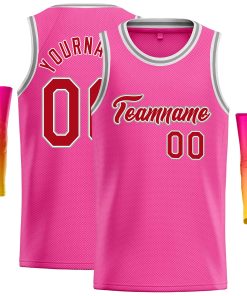 Custom Pink Red-White Classic Tops Casual Basketball Jersey
